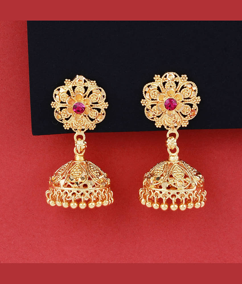 Silver Shine Exculsive Traditional Gold Plated Jhumka Earring For women Girls - Earrings | Buy online on ZillyBuy