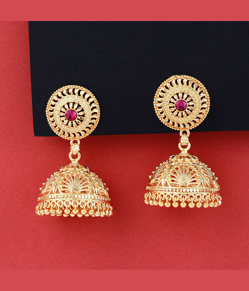 Silver Shine Traditional Gold Plated Jhumka Earring For women Girls - Earrings | Buy online on ZillyBuy