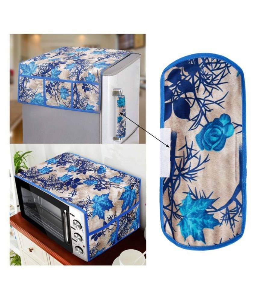 E-Retailer Set of 3 Polyester Blue Fridge Top Cover E-Retailer Set of 3 Polyester Blue Fridge Top Cover