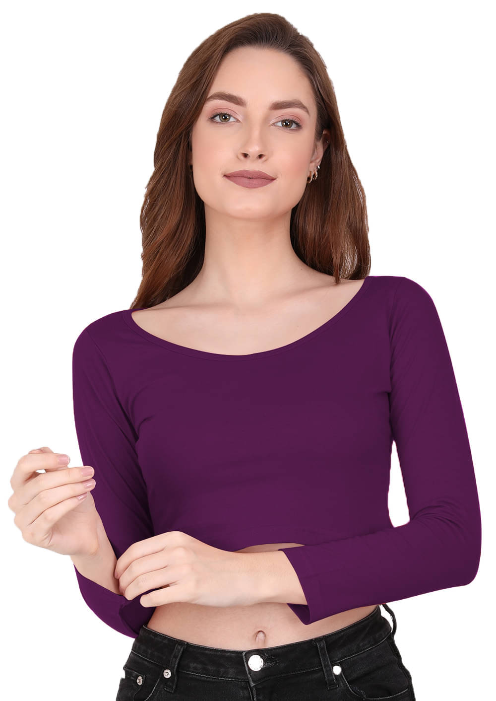     			THE BLAZZE Cotton Crop Tops - Purple