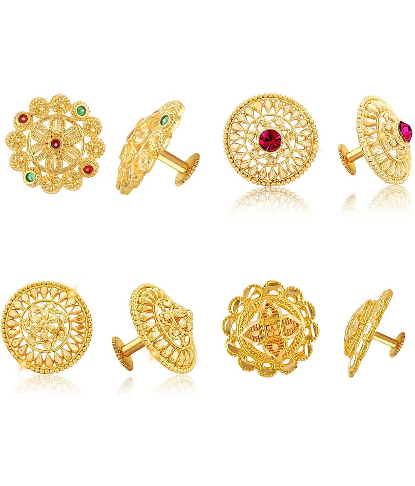 Vighnaharta Sizzling Graceful Alloy Gold Plated Stud Earring Combo set For Women and Girls ( Pack of- 4 Pair Earrings)-VFJ1118-1123-1433-1434ERG - Earrings | Buy online on ZillyBuy