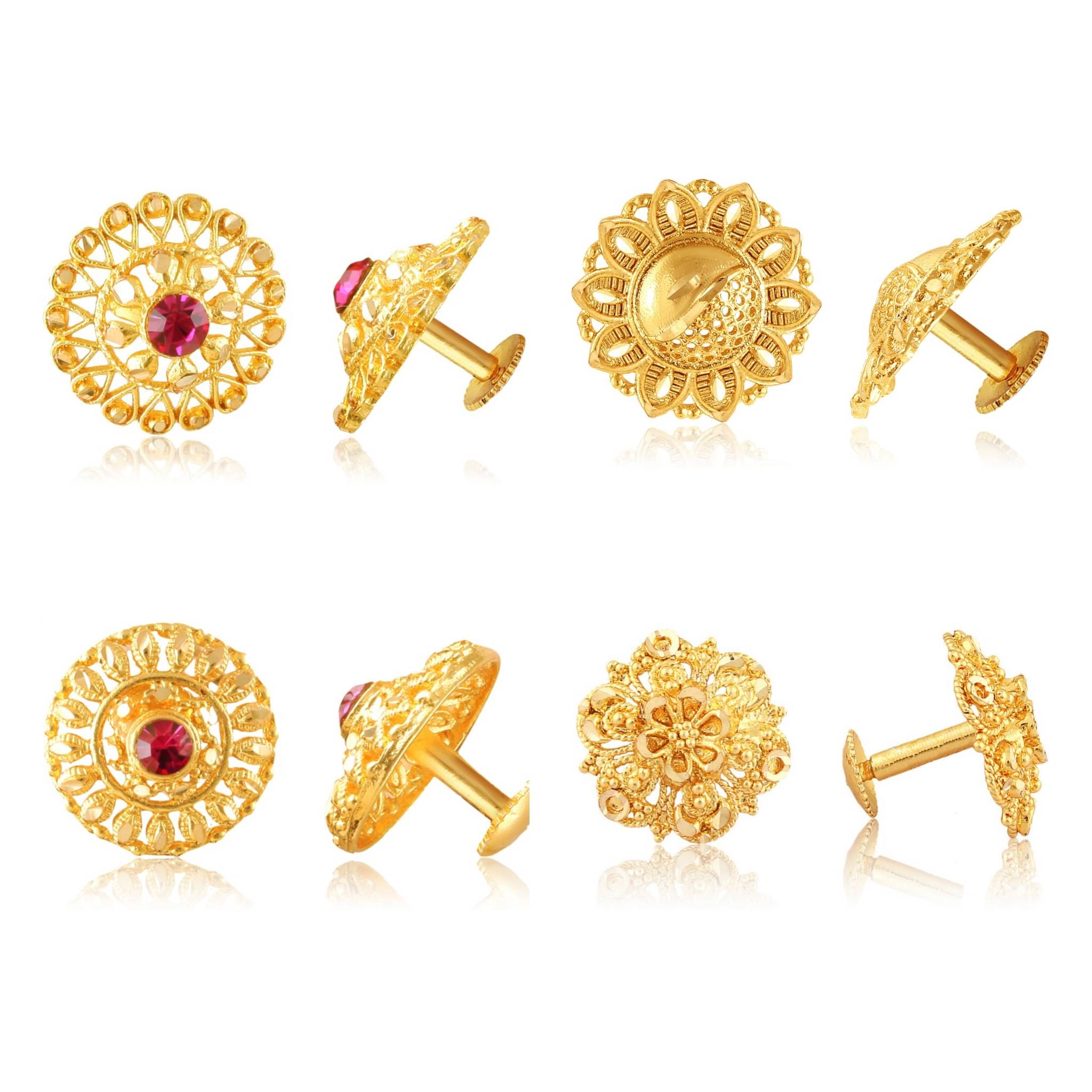 Vighnaharta Sizzling Graceful Alloy Gold Plated Stud Earring Combo set For Women and Girls ( Pack of- 4 Pair Earrings)-VFJ1090-1308-1396-1399ERG     			Vighnaharta Sizzling Graceful Alloy Gold Plated Stud Earring Combo set For Women and Girls ( Pack of- 4 Pair Earrings)-VFJ1090-1308-1396-1399ERG