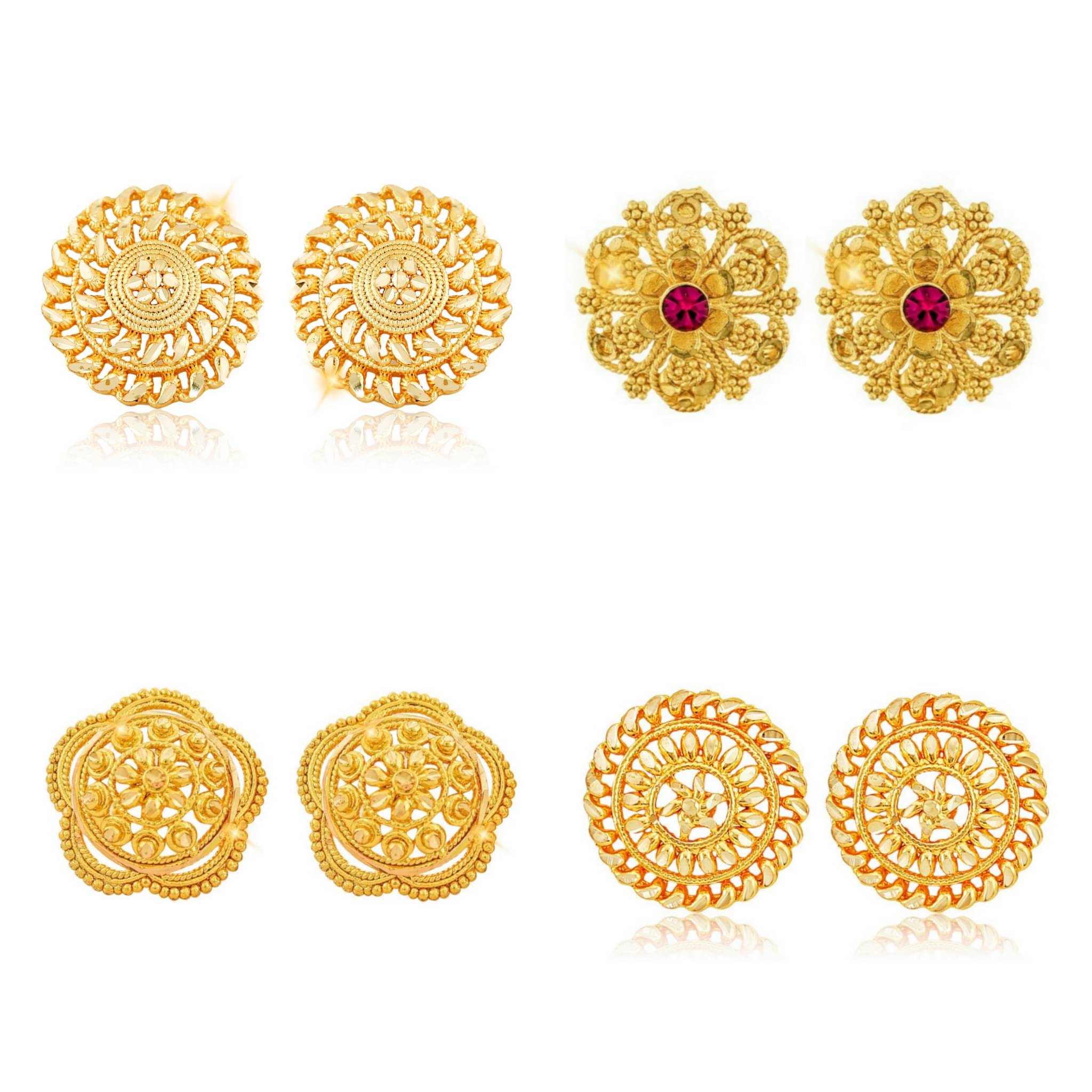     			Vighnaharta Twinkling Charming Alloy Gold Plated Stud Earring Combo set For Women and Girls ( Pack of- 4 Pair Earrings)-VFJ1171-1140-1117-1109ERG
