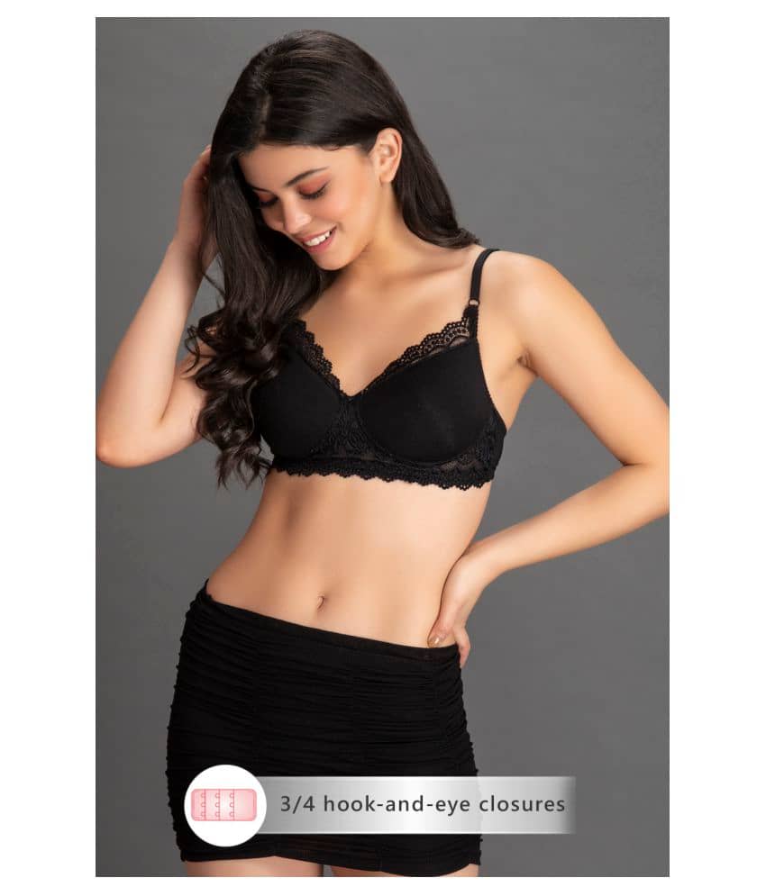 Clovia Cotton Lightly Padded Women's T-Shirt Bra ( Black )