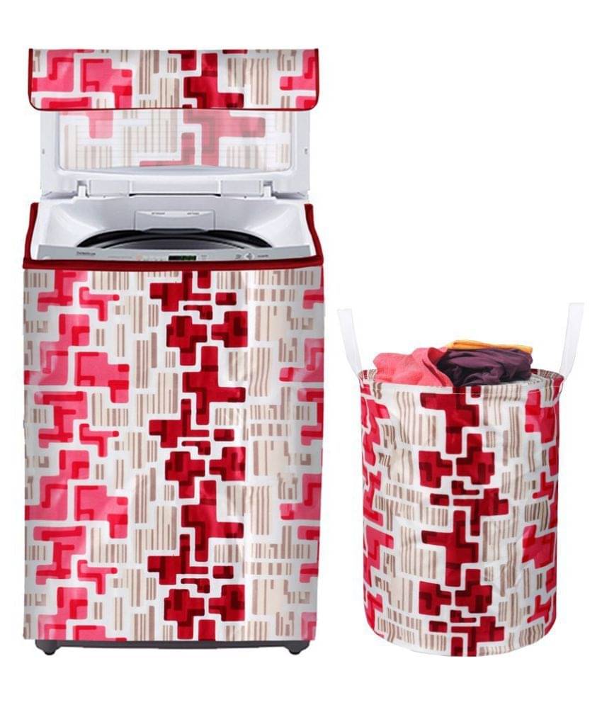 E-Retailer Set of 2 Polyester Red Washing Machine Cover for Universal 8 kg Top Load E-Retailer Set of 2 Polyester Red Washing Machine Cover for Universal 8 kg Top Load
