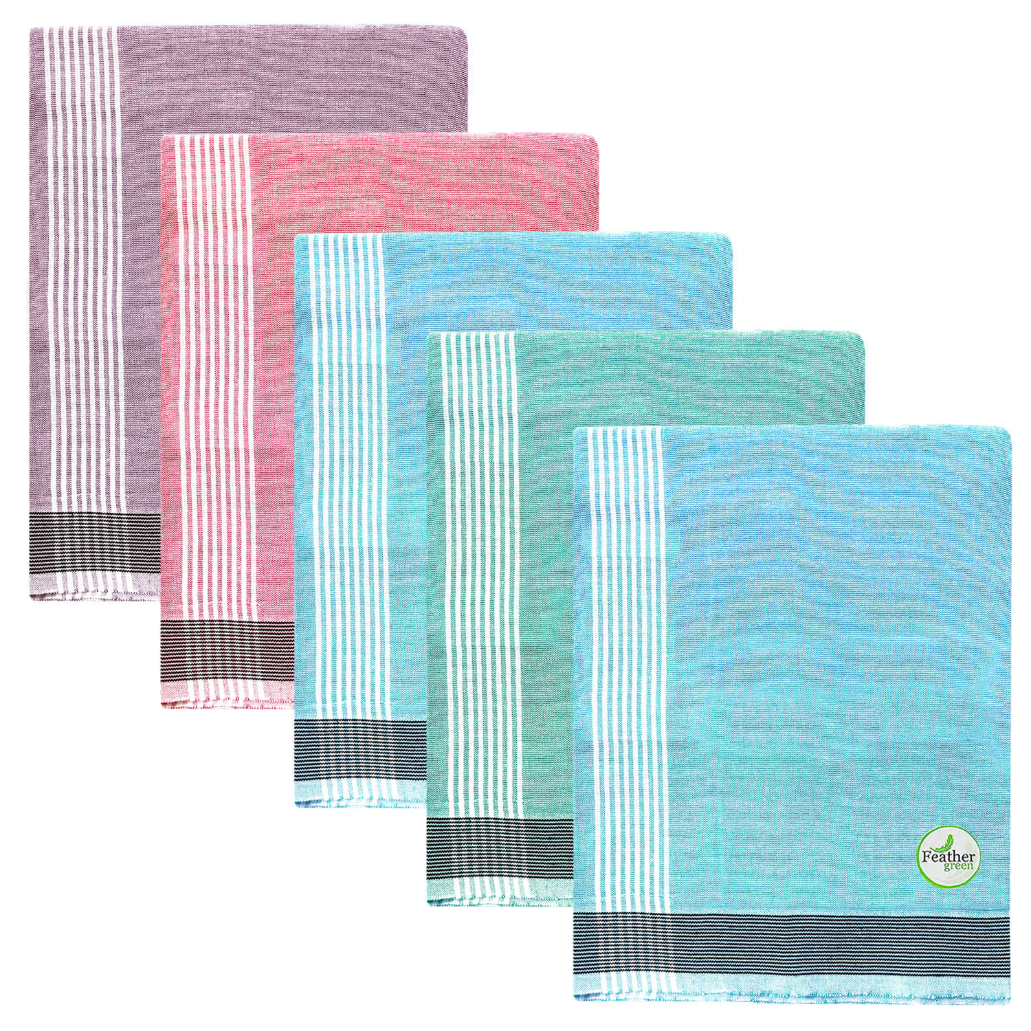     			Feather Green Multi Lungi Pack of 5