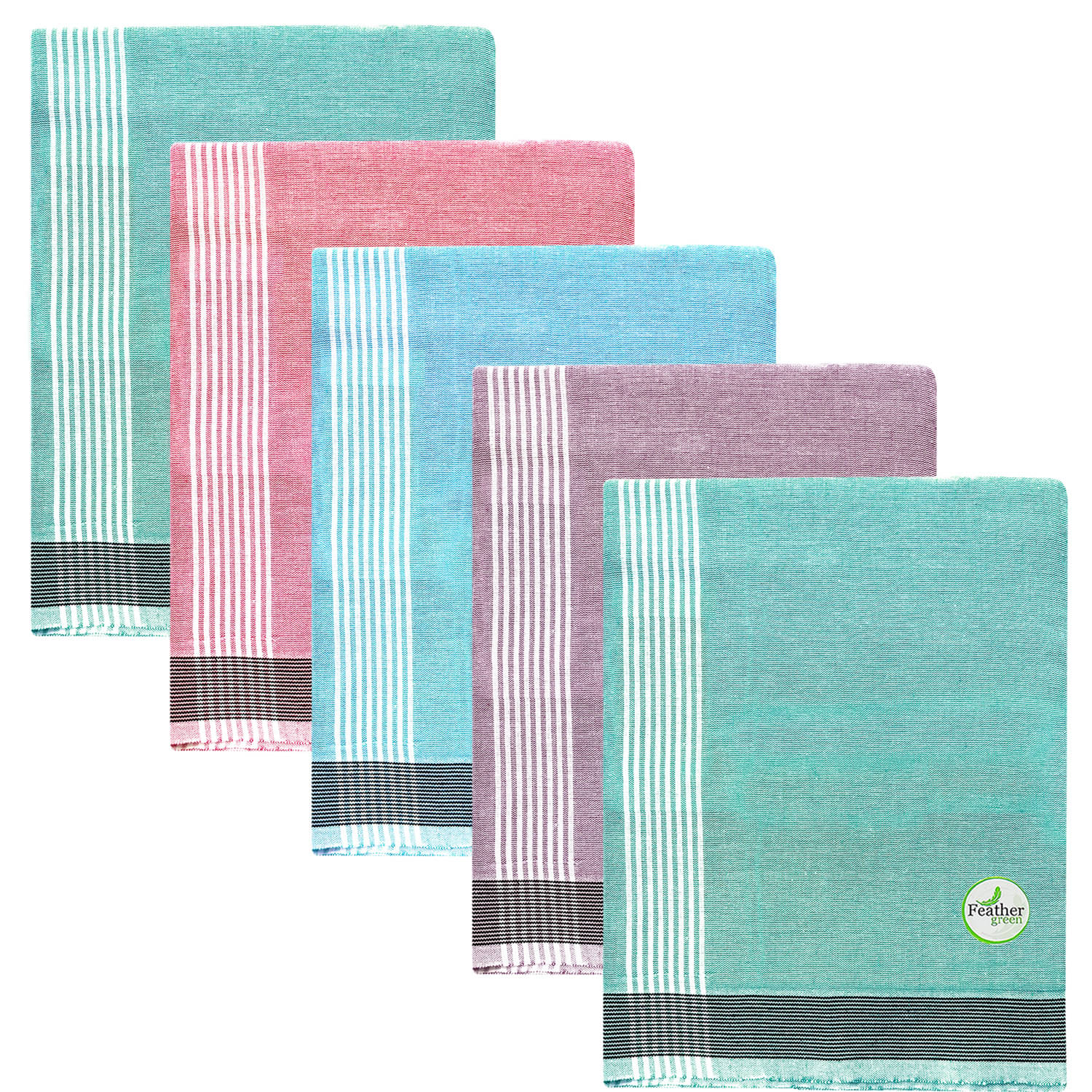 Feather Green Multi Lungi Pack of 5 Feather Green Multi Lungi Pack of 5