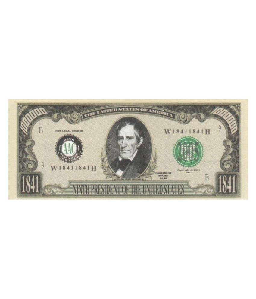     			NUMISMATTECLY RARE AND COLLECTIBLE. UNITED STATE OF AMERICA PRESIDENT SERIES-2005-ONE MILLION -[1000000] -WILLIAM HENRY H.A.R.R.I.S.O.N.NINTH PRESIDENT OF THE UNITED STATES OF  AMERICA, YEAR--1841-1841. IN GOD WE TRUST  ,IN GEM UNC CONDITION