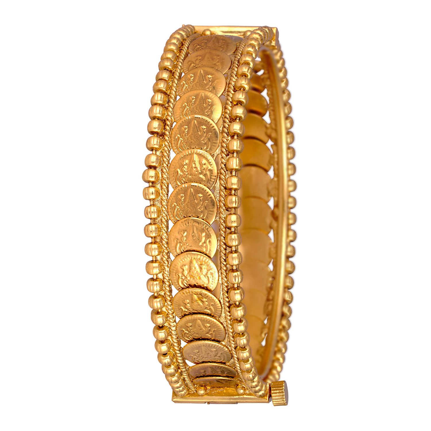 Temple 1g Gold Plated Laxmi Coin Openable Kada for Women and Girls - Bangles & Bracelets | Buy online on ZillyBuy