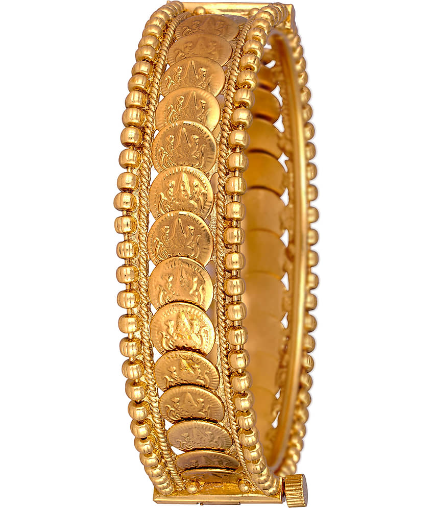 Temple 1g Gold Plated Laxmi Coin Openable Kada for Women and Girls - Bangles & Bracelets | Buy online on ZillyBuy