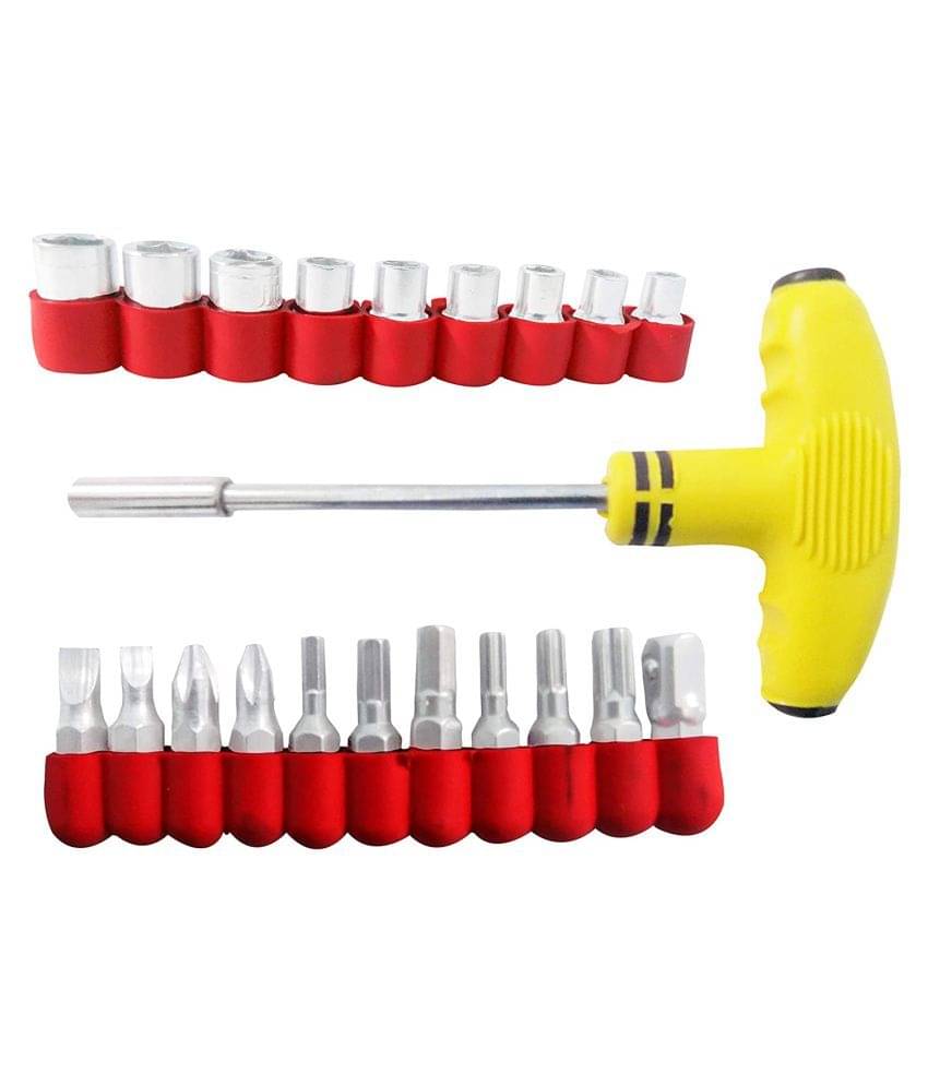     			DeoDap Professional Tools - 21 pcs T Shape Screwdriver Set Batch Head Ratchet Pawl Socket Spanner Hand Tools (Red) 