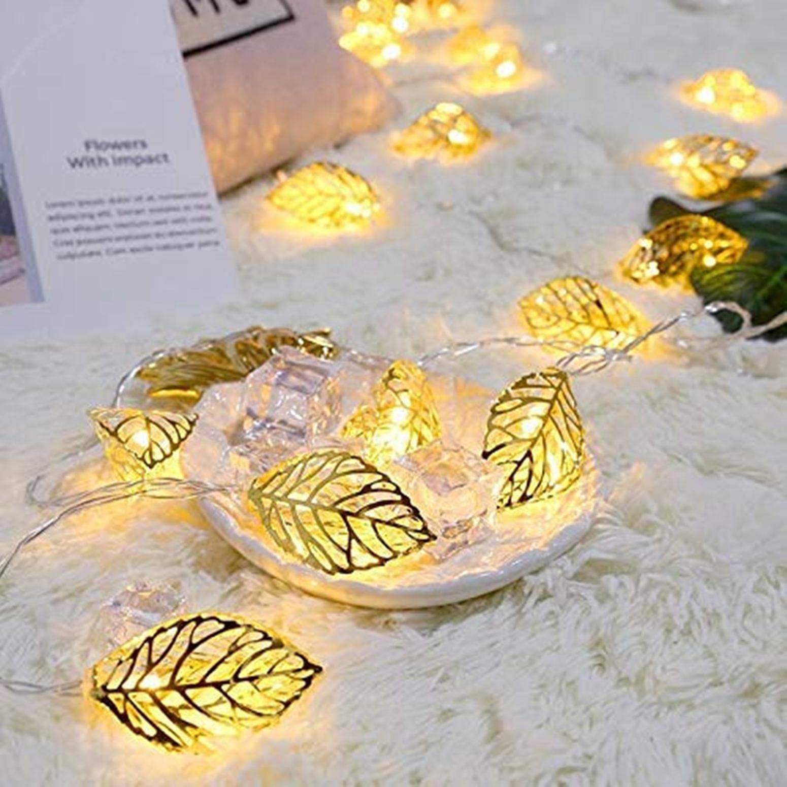 thriftkart 16 Led Golden Metal Leaf 3Mtr String Lights Yellow thriftkart 16 Led Golden Metal Leaf 3Mtr String Lights Yellow