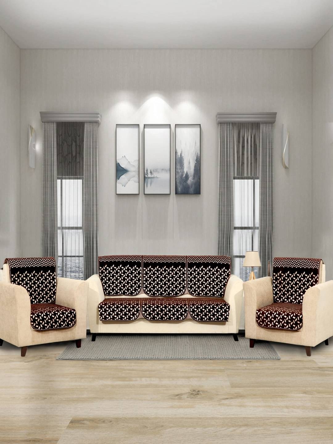 BELLA TRUE 5 Seater Brown Velvet Set of 6 Seat Cover     			BELLA TRUE 5 Seater Brown Velvet Set of 6 Seat Cover