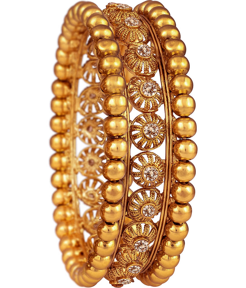 Ethnic One Gram Gold Plated Cz LCD Diamond Designer Kada for Women and Girls - Bangles & Bracelets | Buy online on ZillyBuy