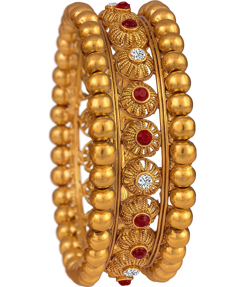 Ethnic One Gram Gold Plated Designer Stone Studded Kada for Women and Girls - Bangles & Bracelets | Buy online on ZillyBuy