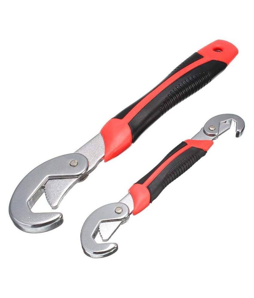     			Fervent Power Tool Set 2Pcs Multi-Function Universal Quick Snap N Grip Adjustable Wrench Spanner Set (Red & Black, 2pcs)