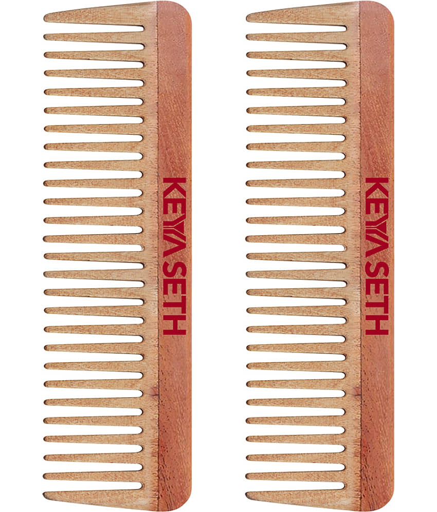 Keya Seth Aromatherapy Neem Wooden Comb Wide tooth Comb Pack of 2