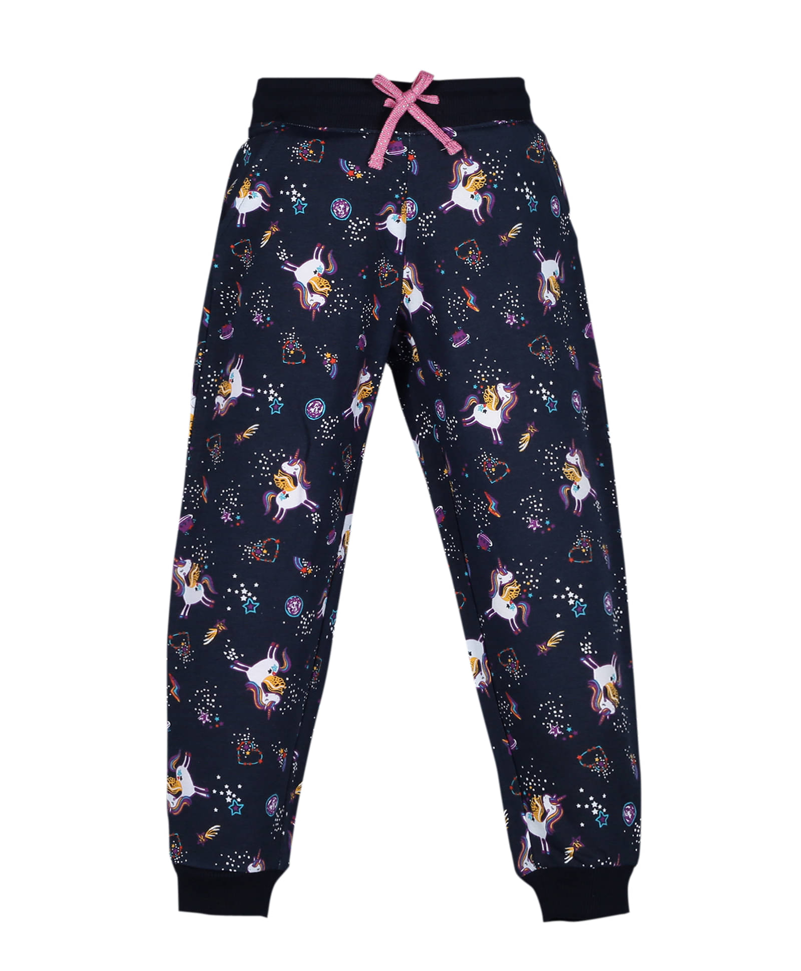    			Plum Tree Girls Unicorn Print Jogger Track Pant - Navy