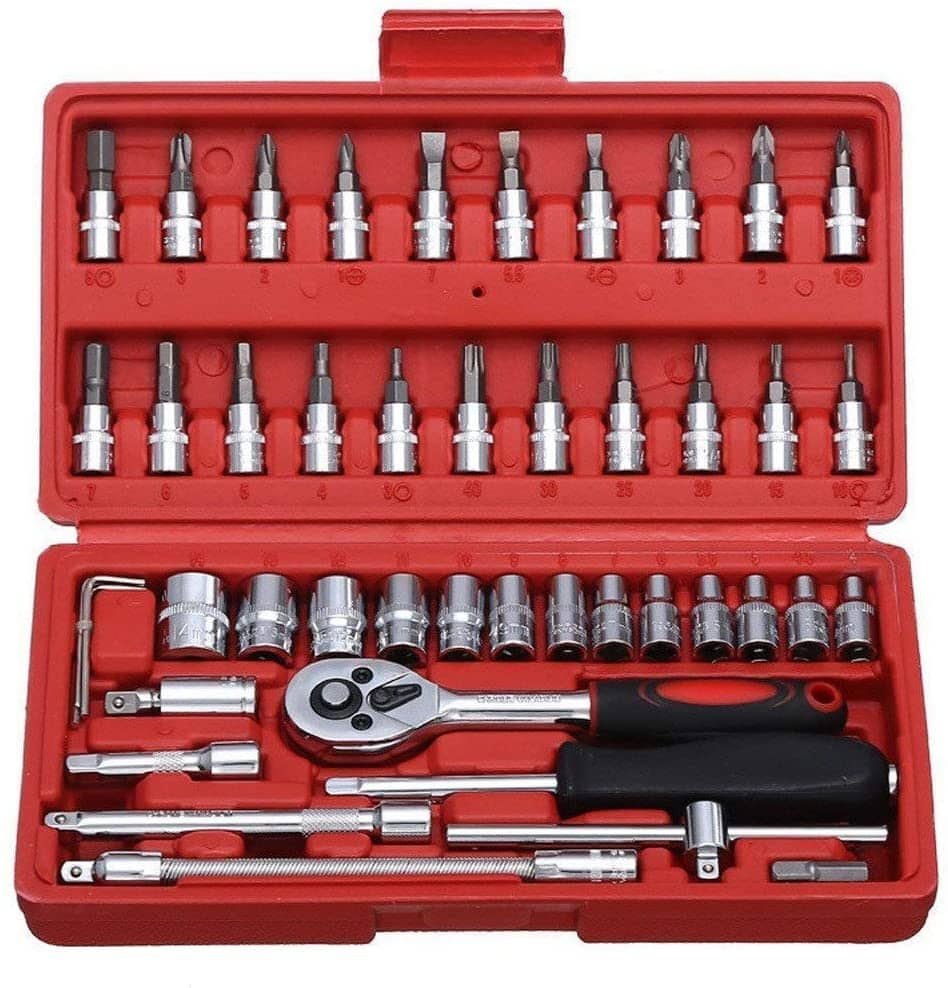 46 in 1 Pcs Tool Kit & Screwdriver and Socket Set Multi Purpose Combination Tool Case Precision Socket Set