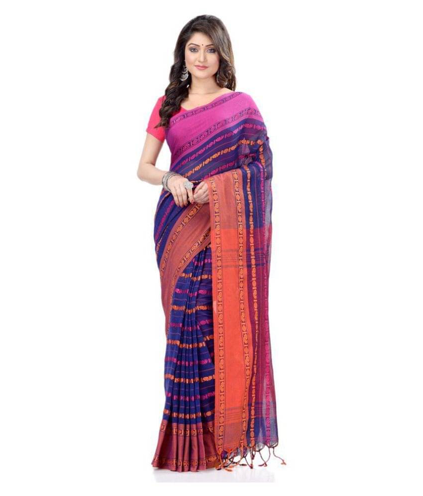 Desh Bidesh Cotton Blend Striped Saree With Unstitched Blouse Piece ( Multicolor )     			Desh Bidesh Cotton Blend Striped Saree With Unstitched Blouse Piece ( Multicolor )