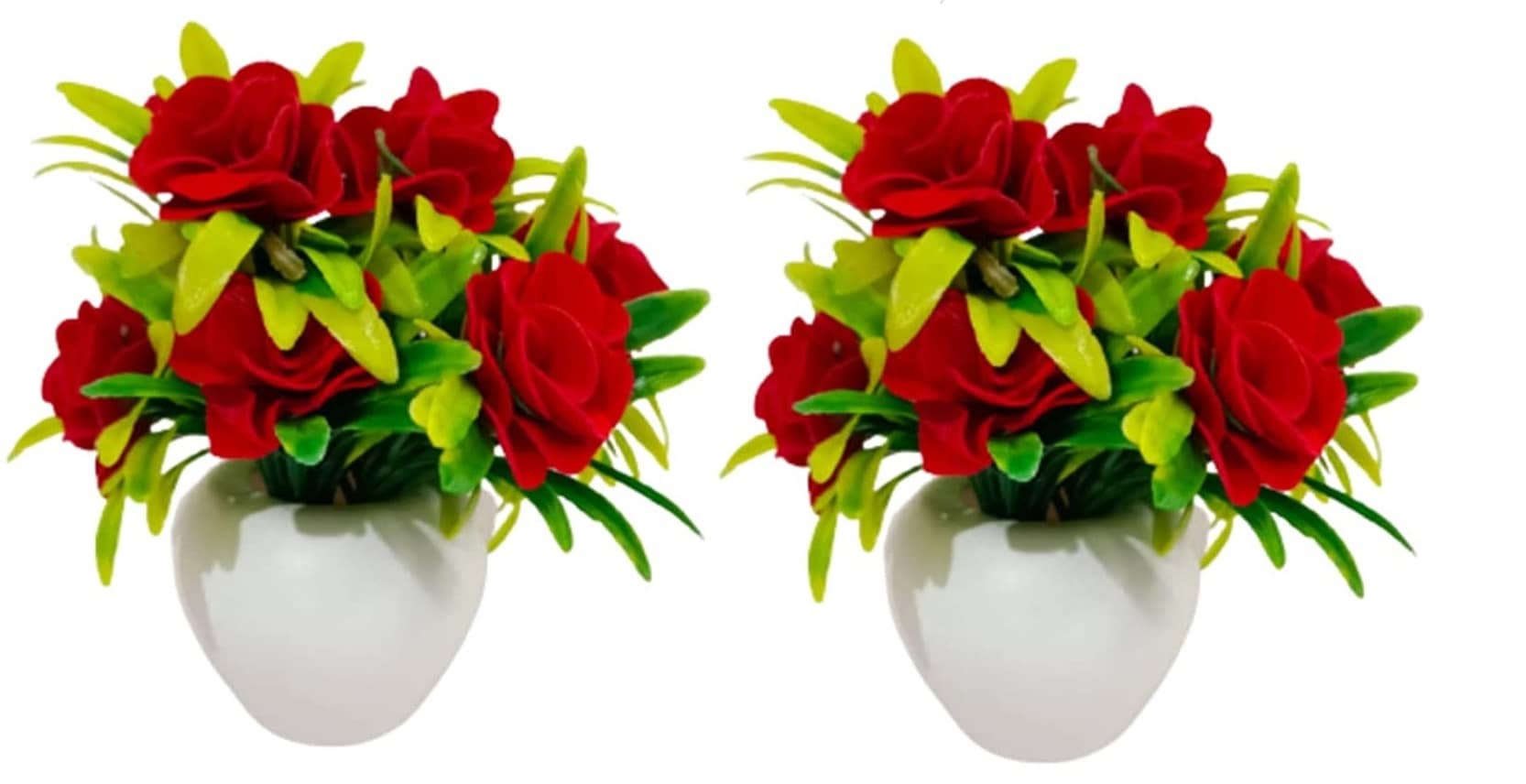 Green plant indoor Rose Multicolour Flowers With Pot - Pack of 1