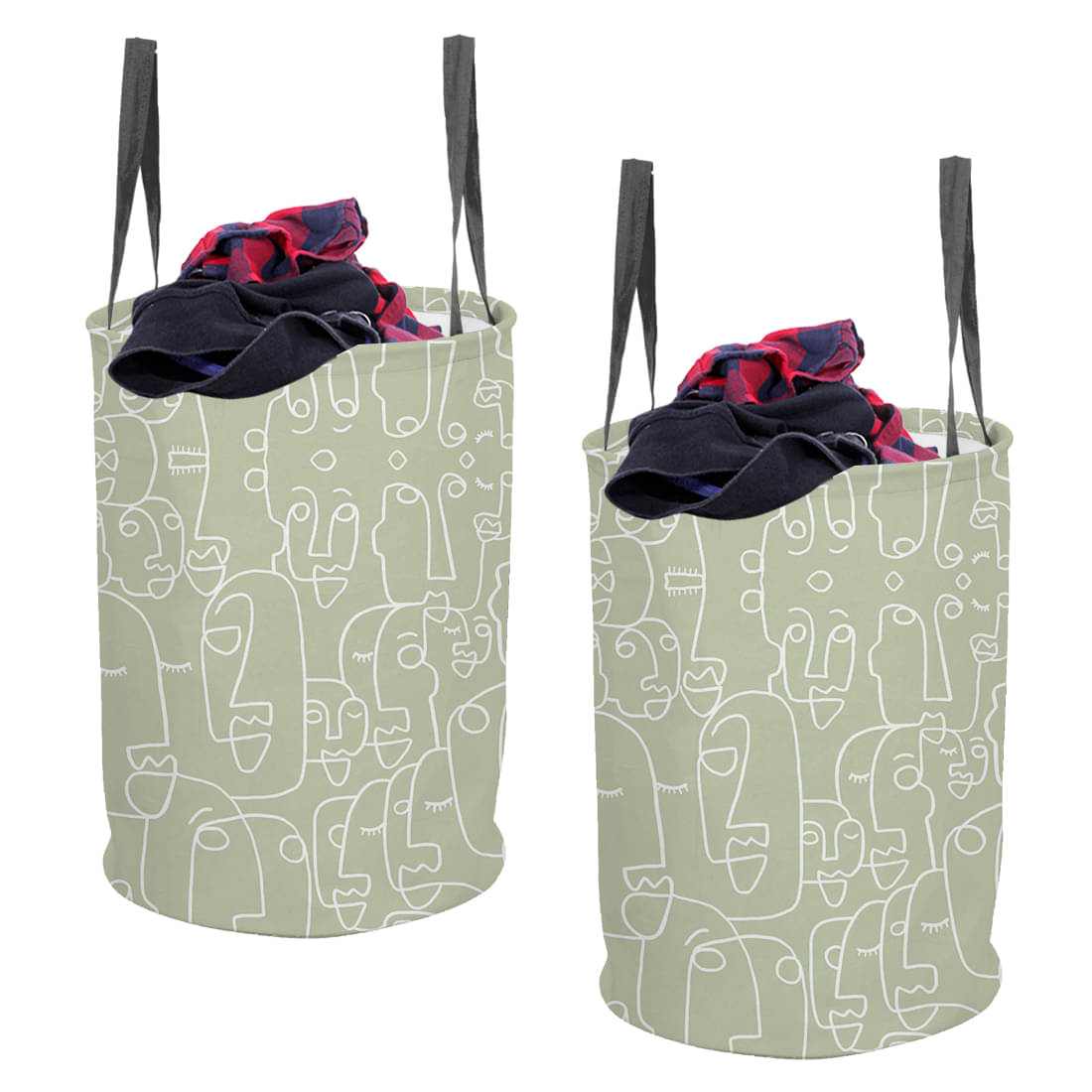     			PrettyKrafts Laundry Basket for Clothes with Handles Round shape without lid (45 LTR) Pack of 2