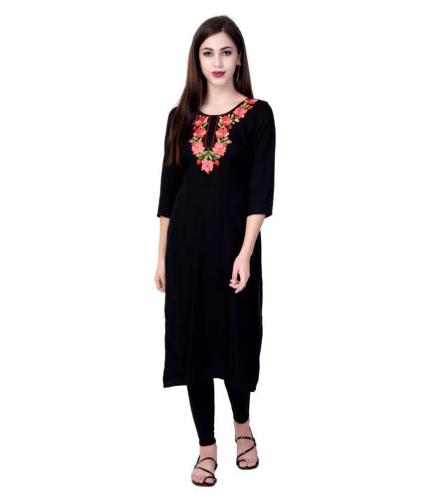 GOD BLESS Black Rayon Straight Kurti - Single - Kurtis, Tunics | Buy online on ZillyBuy