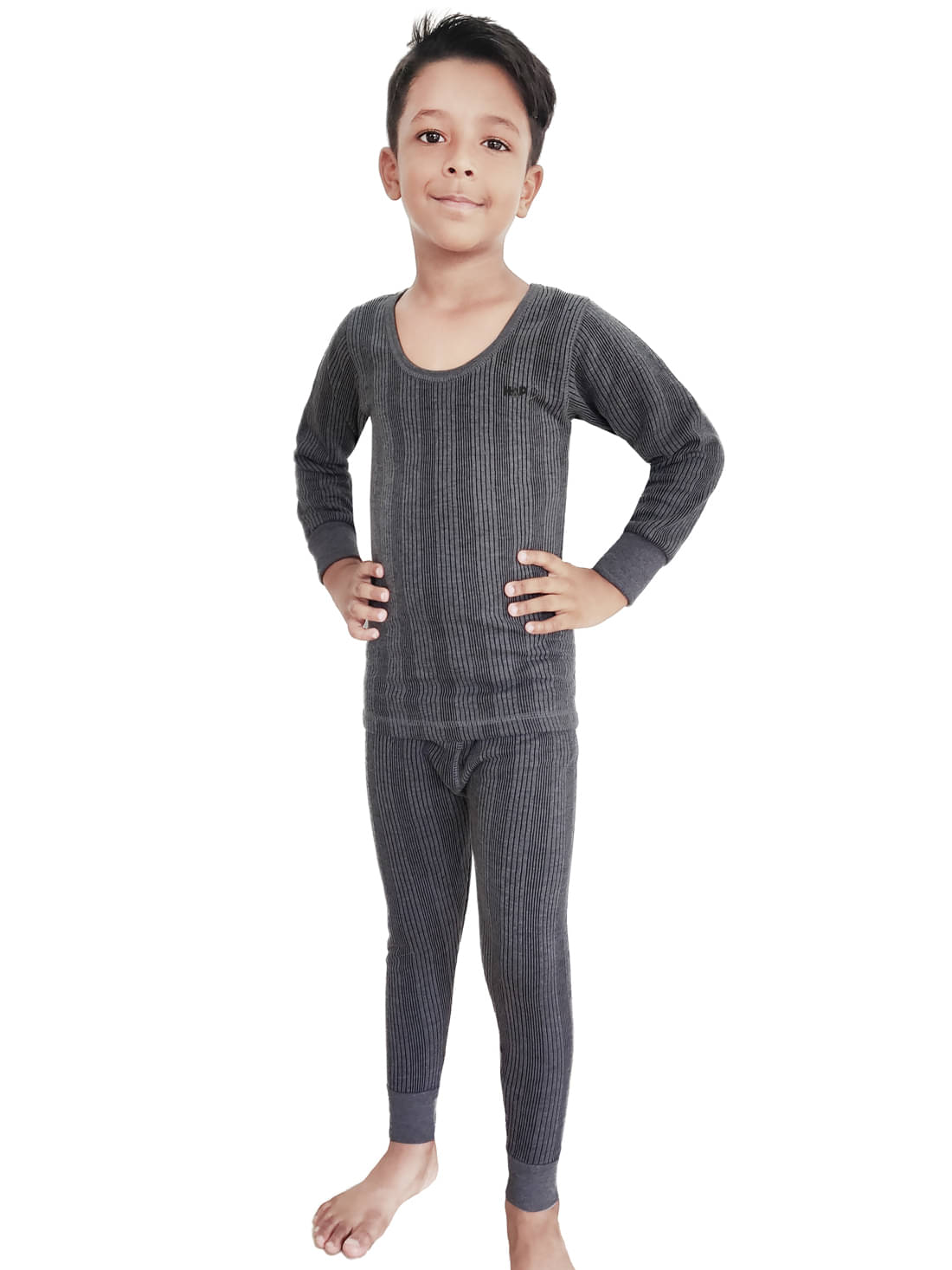     			Hap Kings Pack of 1 Boys Cotton Blend Thermal Sets ( Grey )