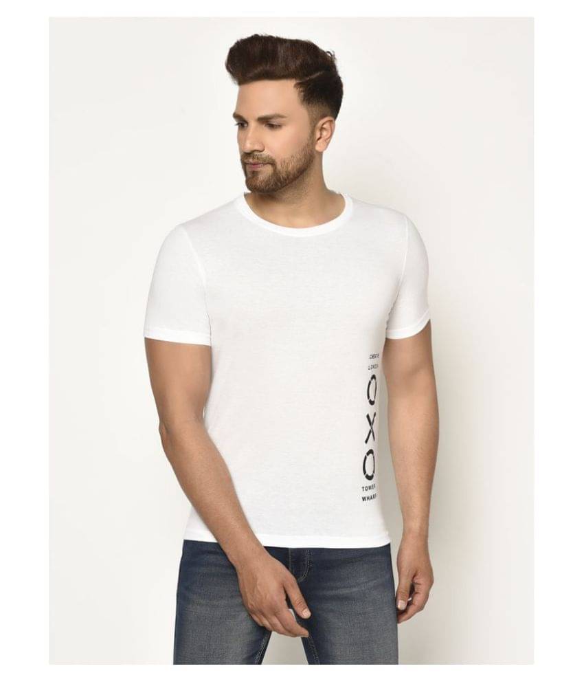 Glito Pack of 1 Cotton Blend Regular Fit Men's T-Shirt ( White ) Glito Pack of 1 Cotton Blend Regular Fit Men's T-Shirt ( White )