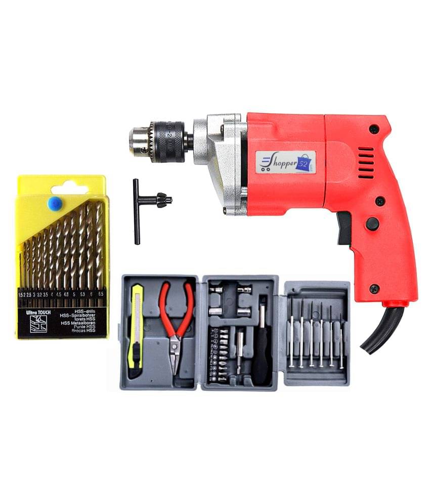 Shopper52 - Drill Machine Combo 350W 10mm Corded Drill Kit Shopper52 - Drill Machine Combo 350W 10mm Corded Drill Kit