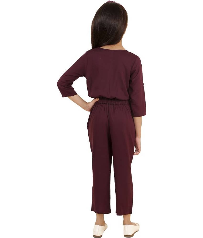 Kids Cave Girls Rayon Jumpsuit ( Pack of 1 , Rosewood )