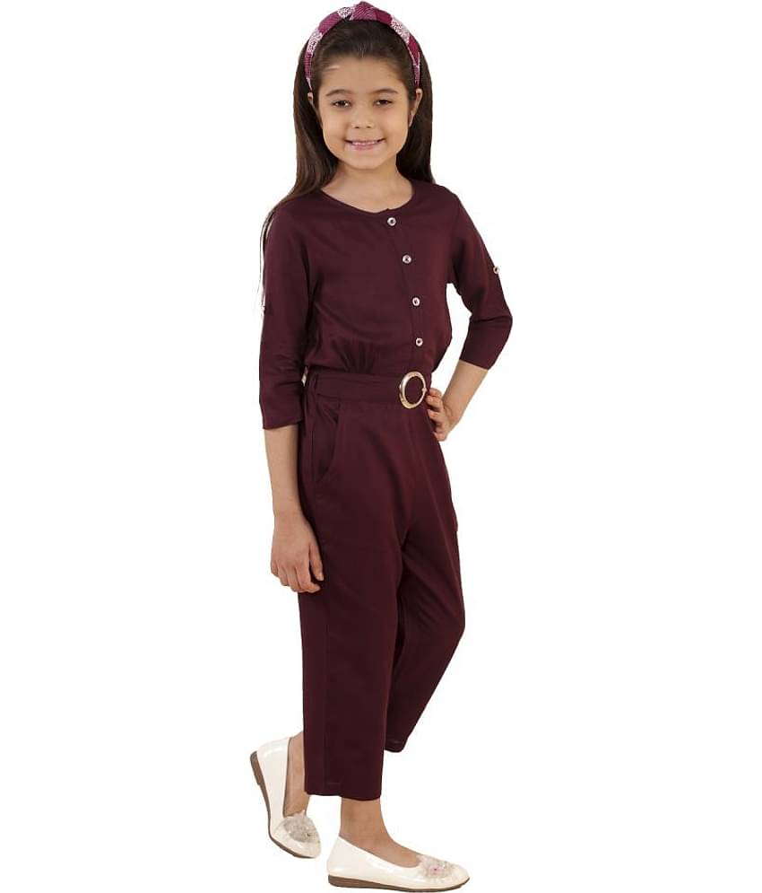 Kids Cave Girls Rayon Jumpsuit ( Pack of 1 , Rosewood )
