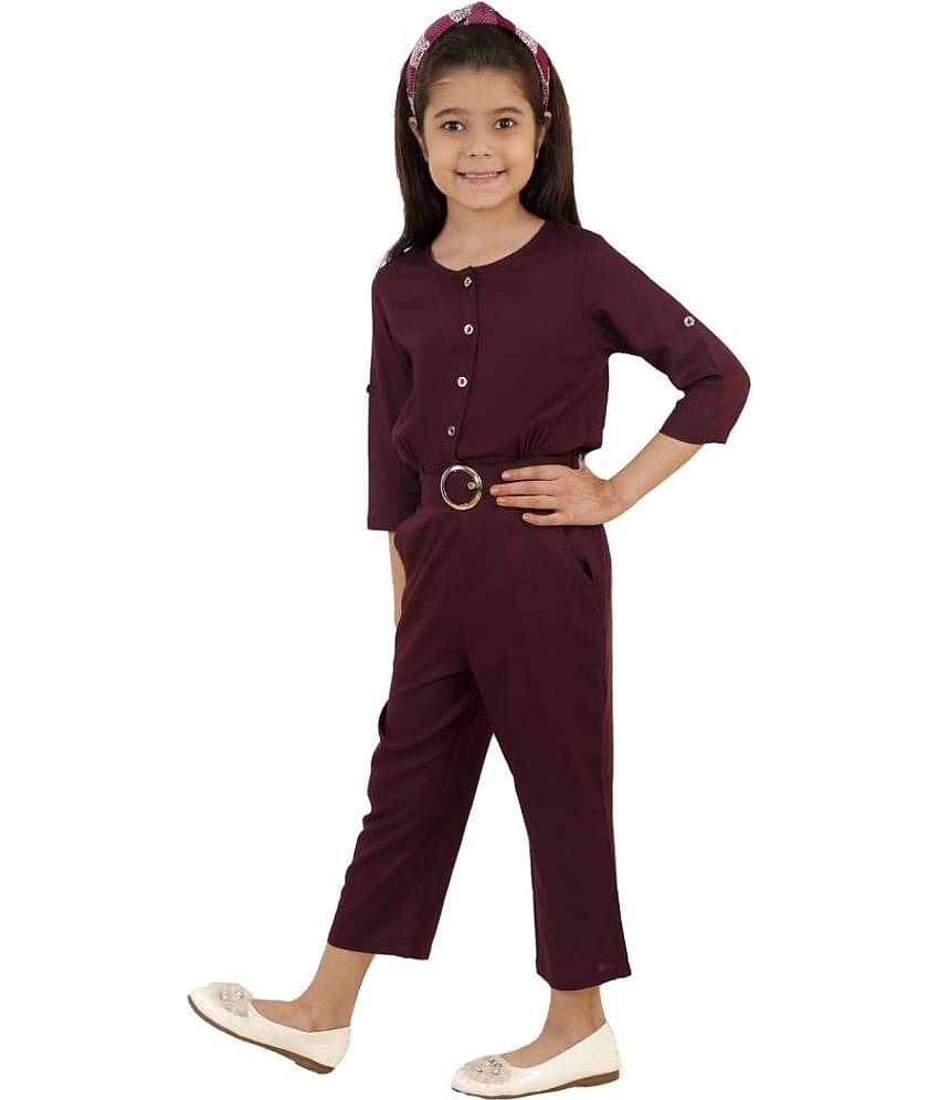 Kids Cave Girls Rayon Jumpsuit ( Pack of 1 , Rosewood )