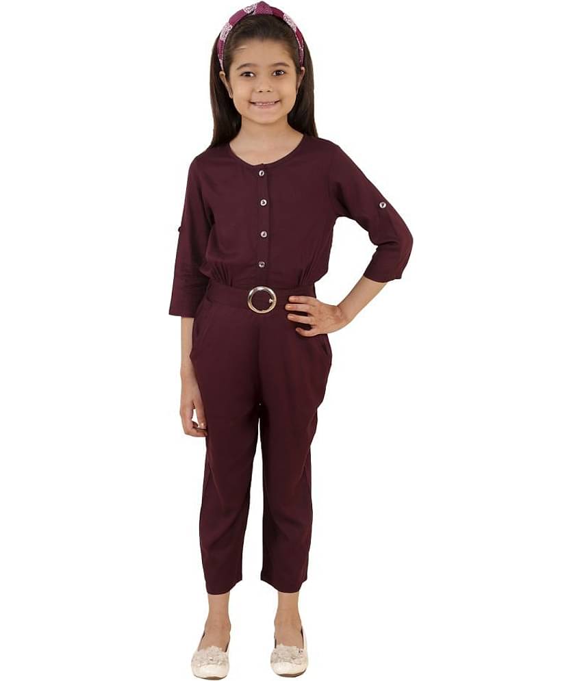 Kids Cave Girls Rayon Jumpsuit ( Pack of 1 , Rosewood )
