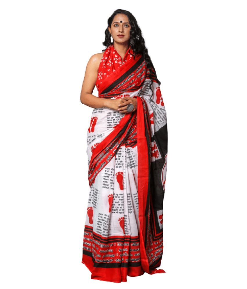 PINKCITY TRADE WORLD Cotton Printed Saree With Unstitched Blouse Piece ( Red ) - Sarees | Buy online on ZillyBuy