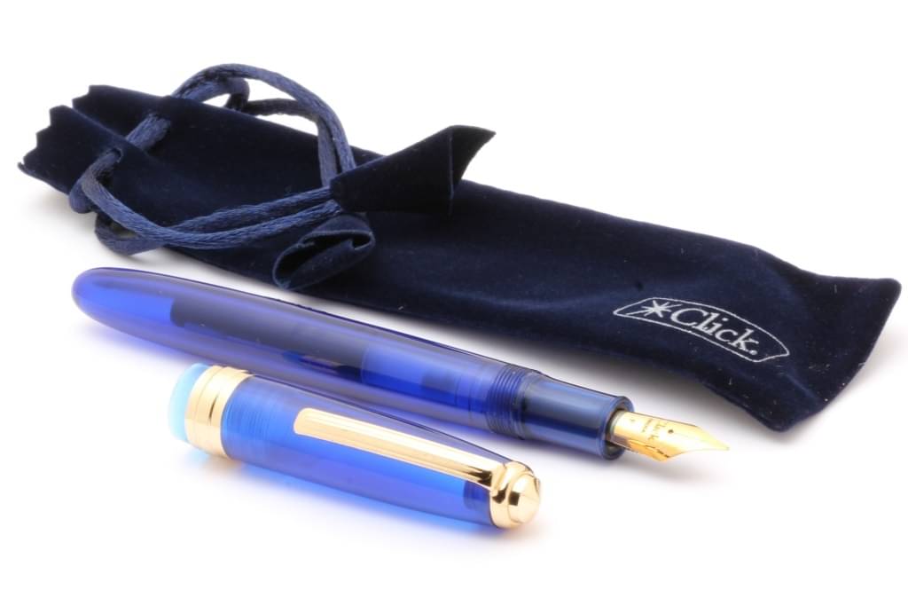    			Click Falcon Full Demonstrator Fountain Pen Gold Plated Fine Nib - Translucent Blue