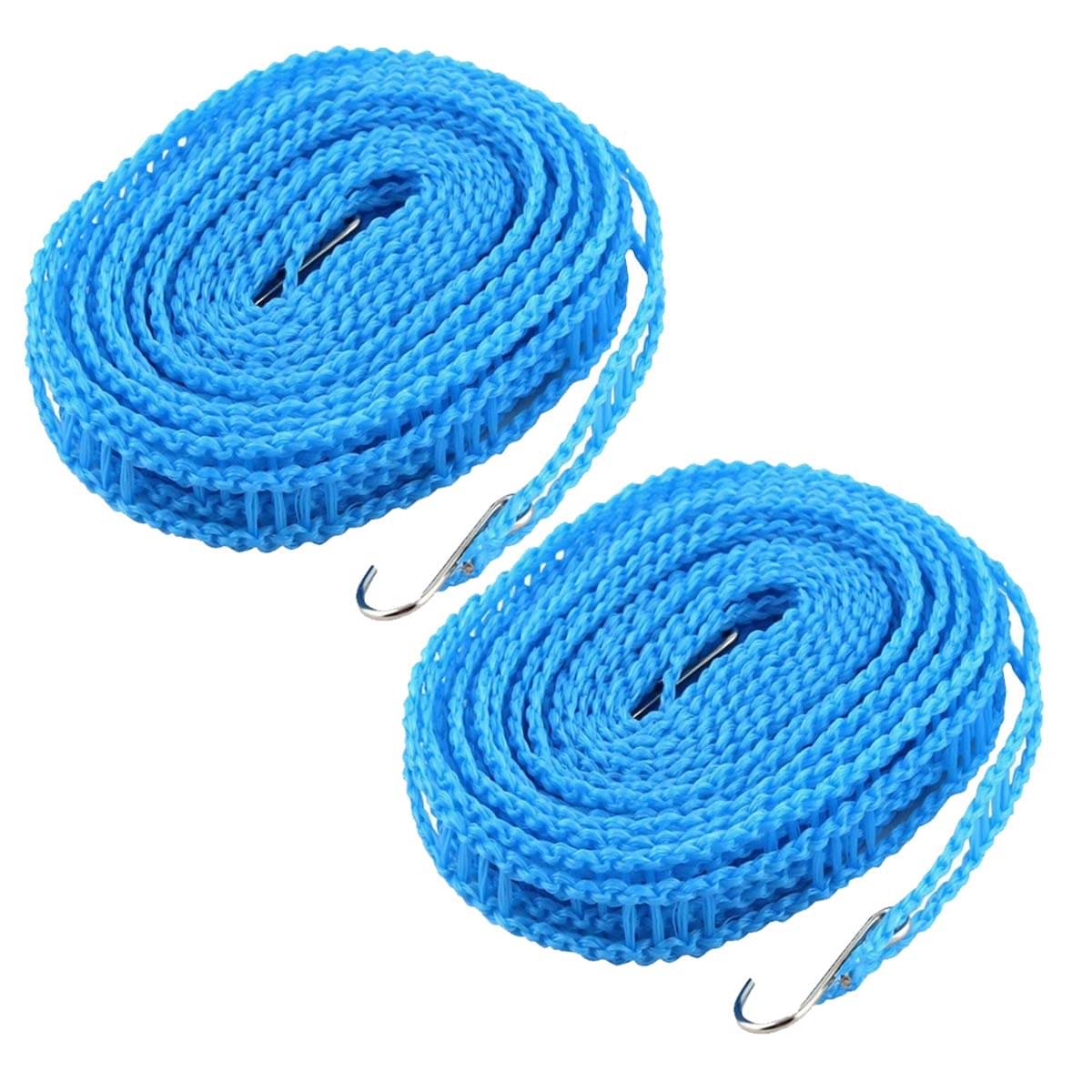 DeoDap 5 Meters Windprood Anti-Slip Clothes Washing Line Drying Nylon Rope with Hooks -2pc DeoDap 5 Meters Windprood Anti-Slip Clothes Washing Line Drying Nylon Rope with Hooks -2pc
