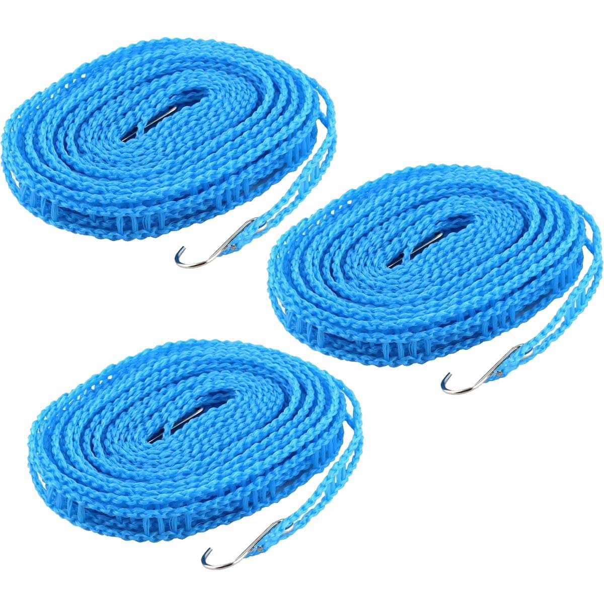 DeoDap 5 Meters Windprood Anti-Slip Clothes Washing Line Drying Nylon Rope with Hooks -3pc DeoDap 5 Meters Windprood Anti-Slip Clothes Washing Line Drying Nylon Rope with Hooks -3pc