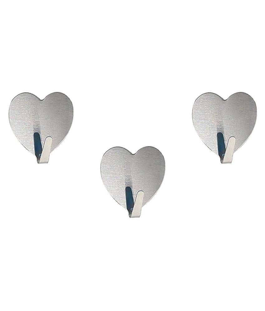 DeoDap Home Kitchen Bathroom Strong Self Adhesive Sticky 3 pieces Wall Hooks (Silver) DeoDap Home Kitchen Bathroom Strong Self Adhesive Sticky 3 pieces Wall Hooks (Silver)