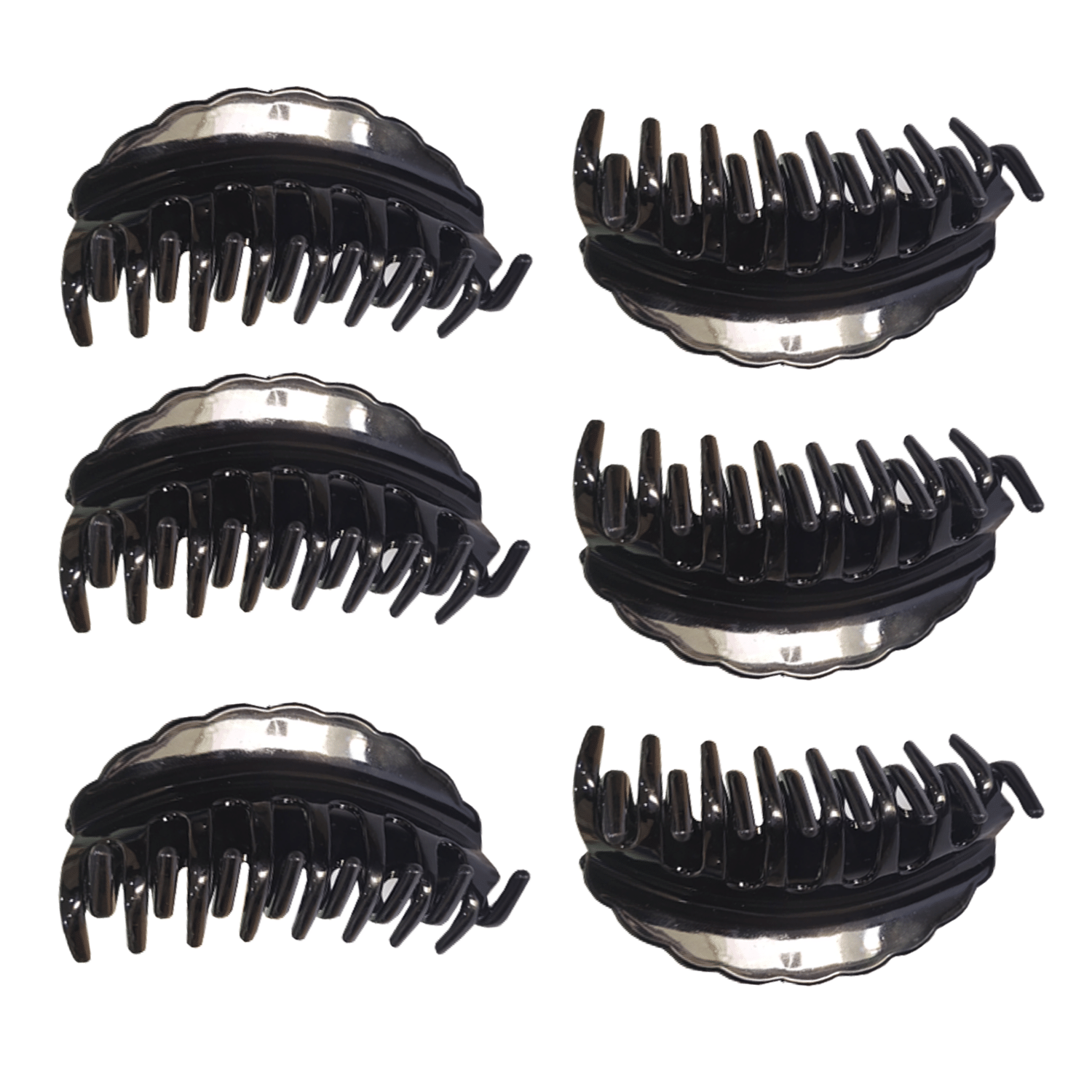     			FOK Pack Of 6 Black Large Hair Clutchers for Women Brand: FOK