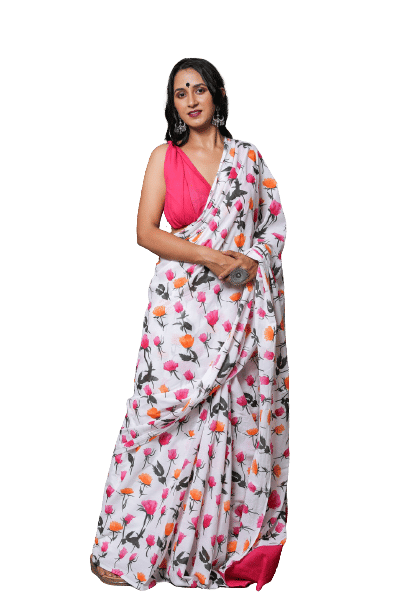 PINKCITY TRADE WORLD Cotton Printed Saree With Unstitched Blouse Piece ( Pink ) - Sarees | Buy online on ZillyBuy