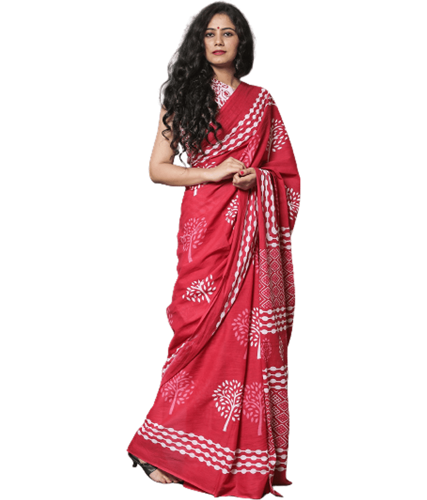 PINKCITY TRADE WORLD Cotton Printed Saree With Unstitched Blouse Piece ( Pink ) - Sarees | Buy online on ZillyBuy