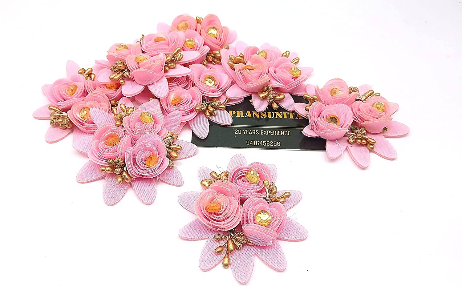 PRANSUNITA Stem less Fabric 3 in 1 Rose Flower with Pollens, Handmade Decoration Flowers for Dresses, Fancy Gift & Wedding Packaging, Valentine, Radha Krishna & Baby Shower, Home Decoration Pack of 6 pcs Color- Pink - Stationery | Buy online on ZillyBuy