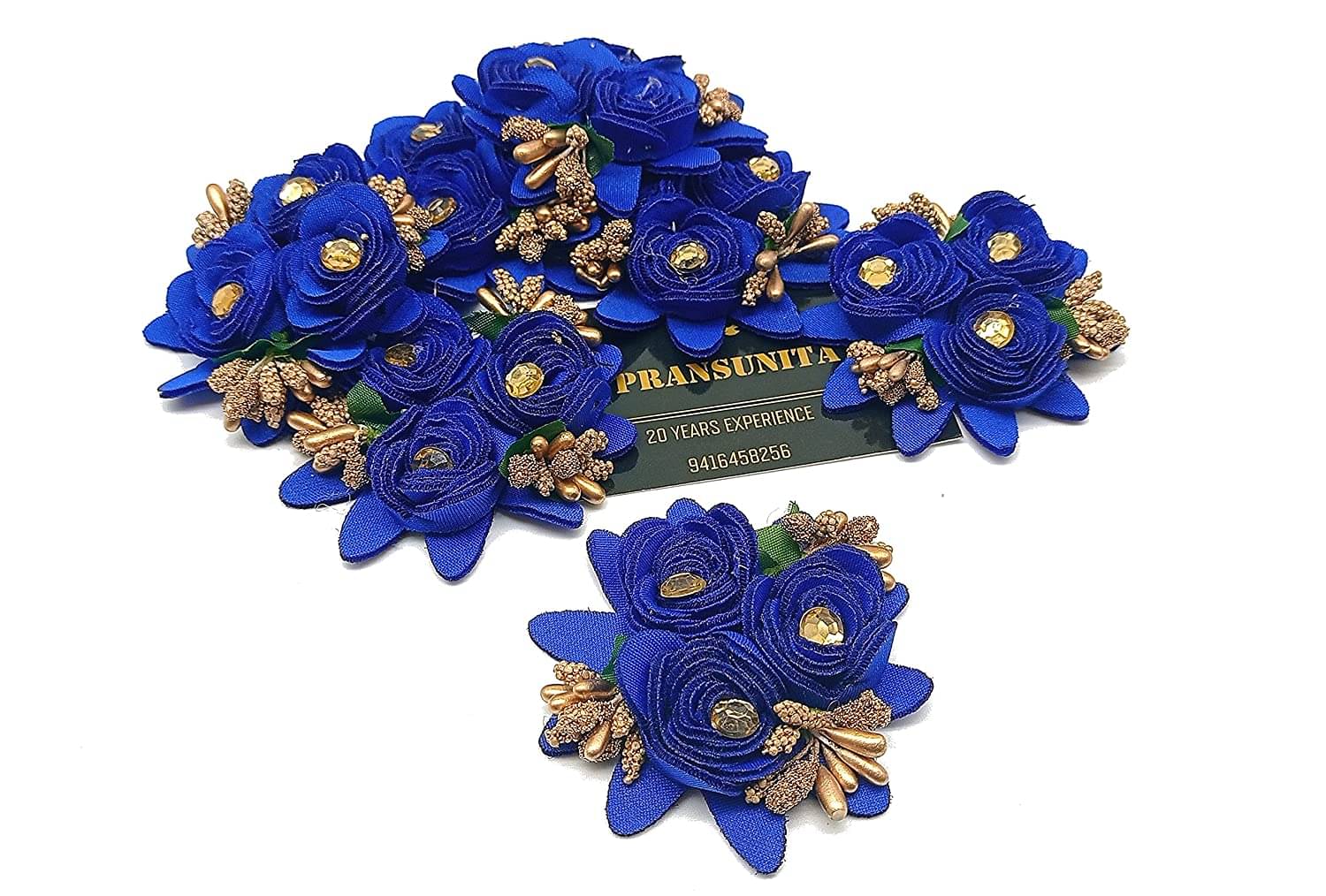     			PRANSUNITA - Fabric Stem less Fabric 3 in 1 Rose Flower with Pollens, Decoration ( Pack of 6 )