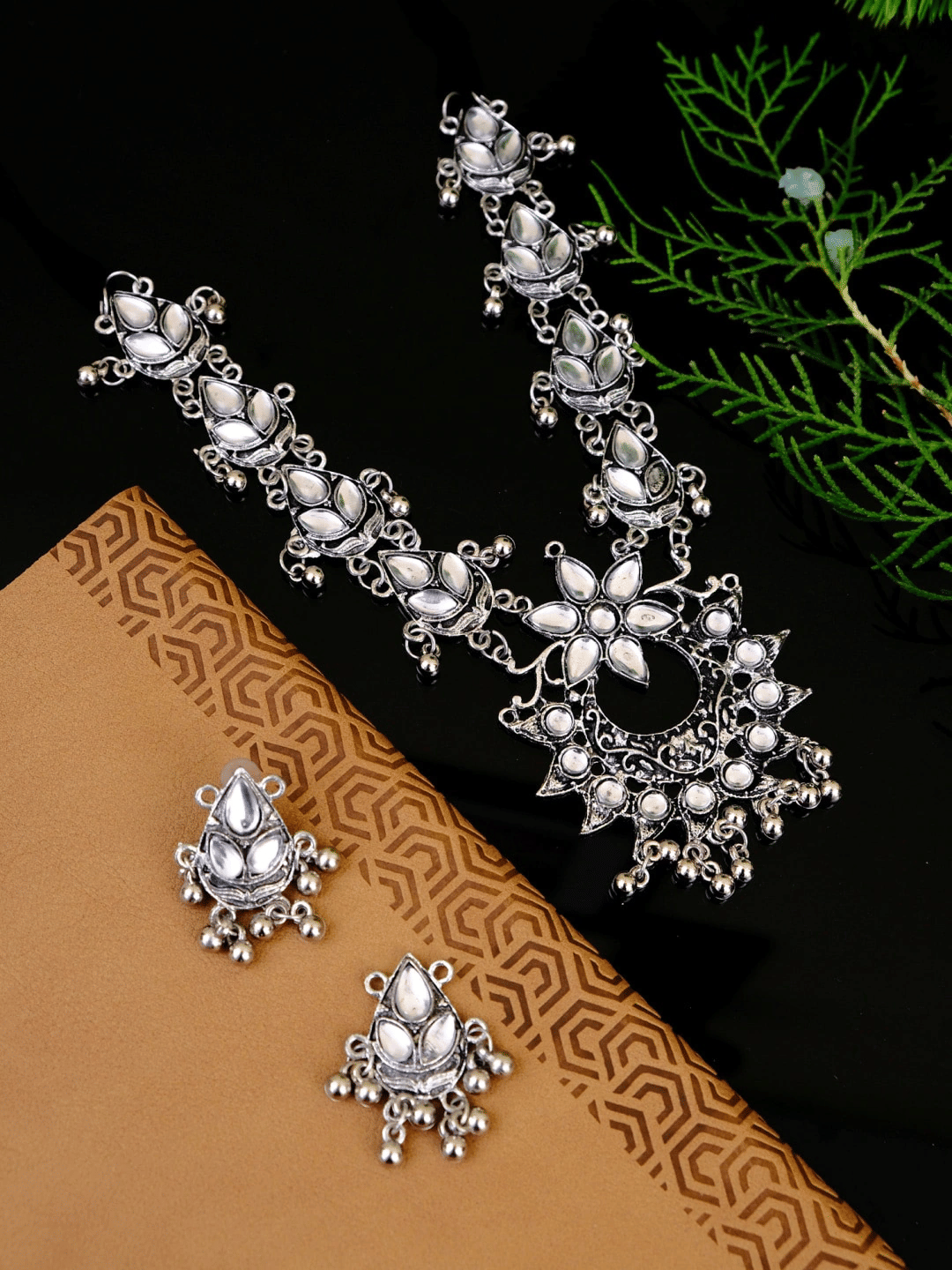     			PUJVI Alloy Silver Contemporary/Fashion Necklaces Set Long Haram