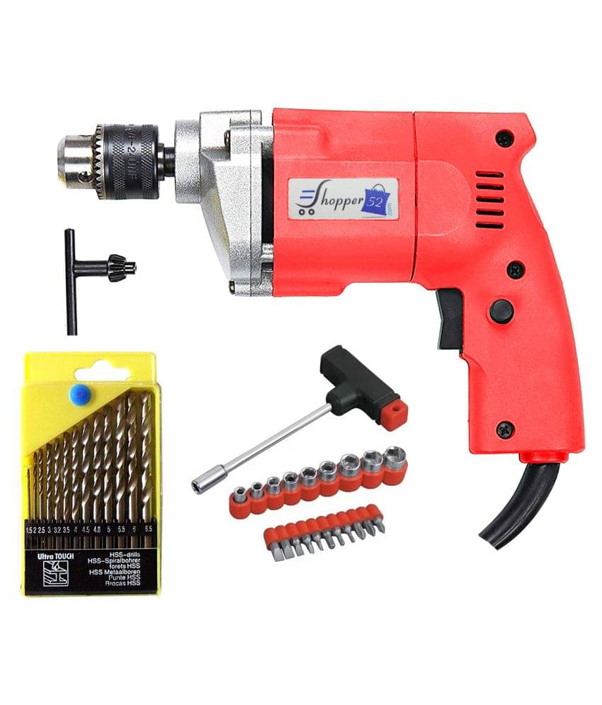 Shopper52 - Drill Machine Combo 350W 10mm Corded Drill Kit Shopper52 - Drill Machine Combo 350W 10mm Corded Drill Kit