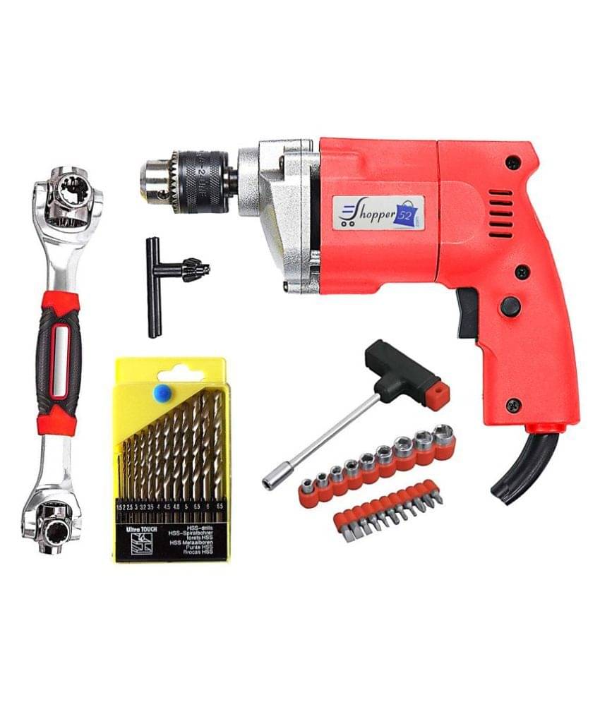 Shopper52 - Drill Machine Combo 350W 10mm Corded Drill Kit Shopper52 - Drill Machine Combo 350W 10mm Corded Drill Kit
