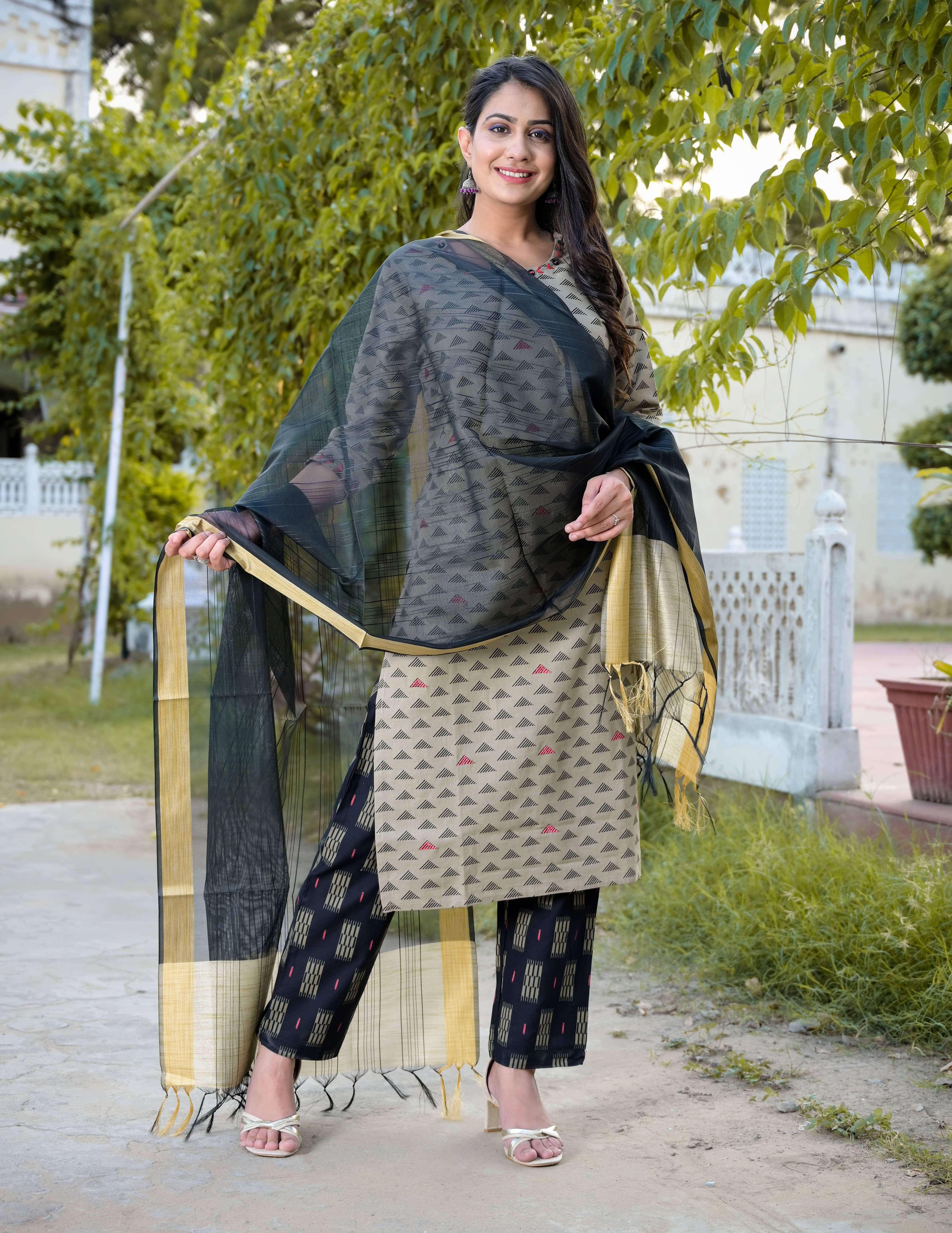     			Doriya Rayon Kurti With Palazzo - Stitched Suit Single
