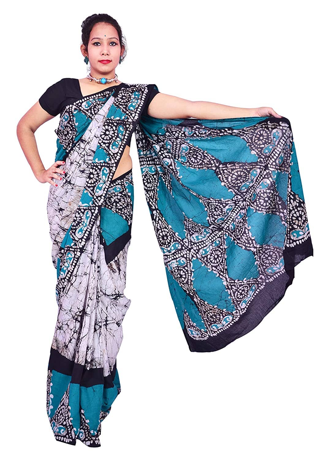 PINKCITY TRADE WORLD Cotton Printed Saree With Unstitched Blouse Piece ( Green ) - Sarees | Buy online on ZillyBuy