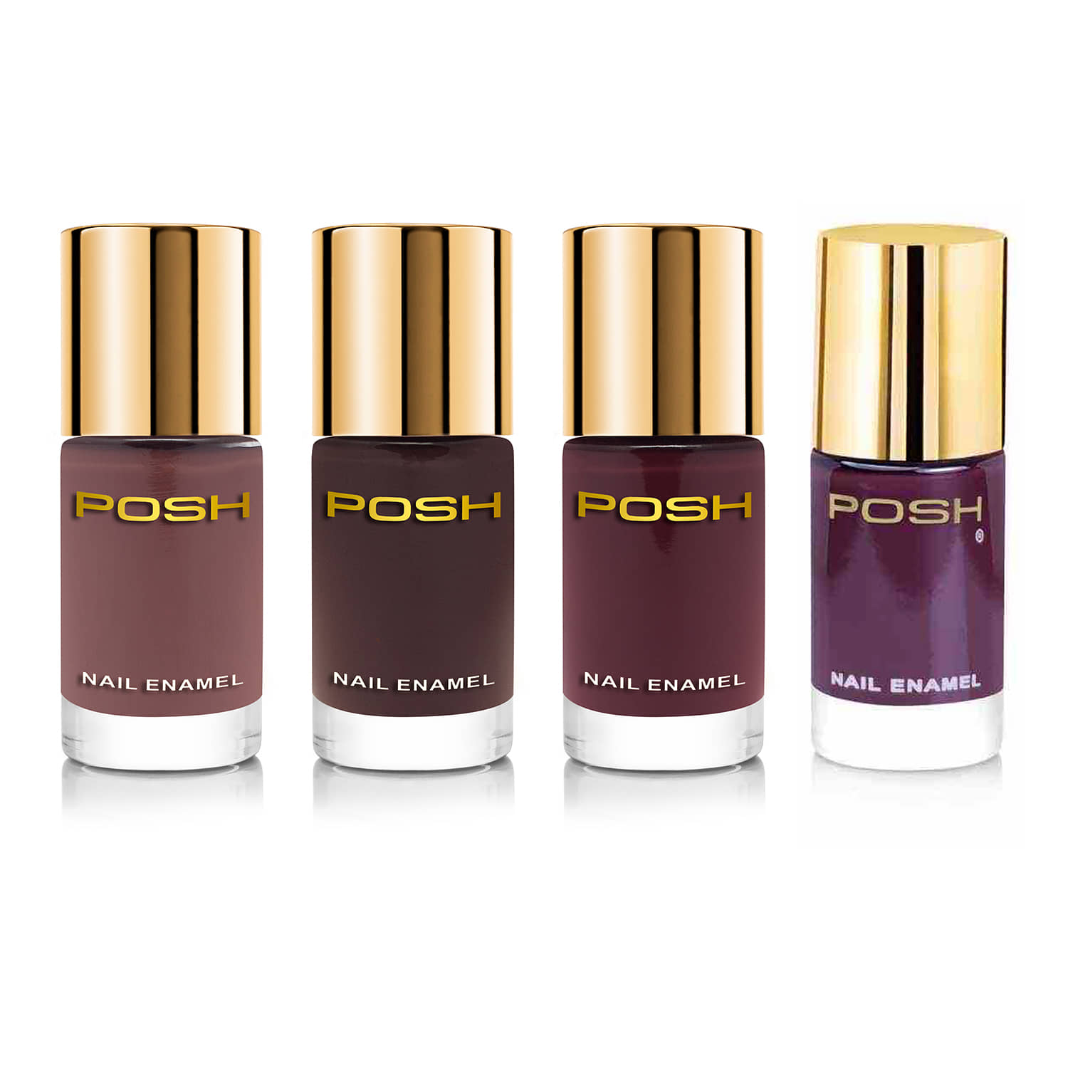 Posh - Coffee Glossy Nail Polish ( Pack of 4 )
